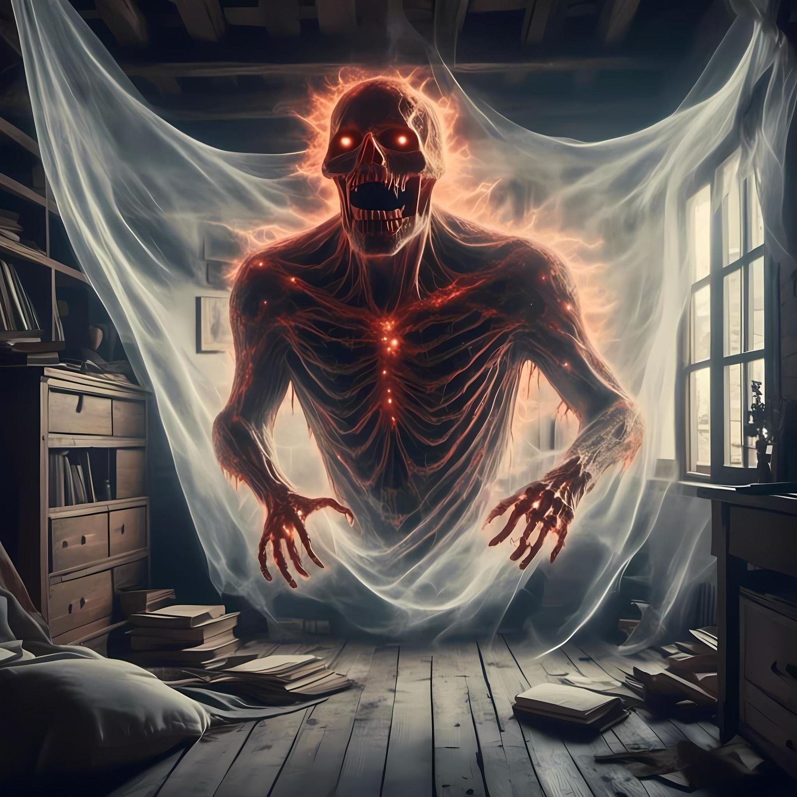 Surreal Ghost Entity in Dreamlike Scene