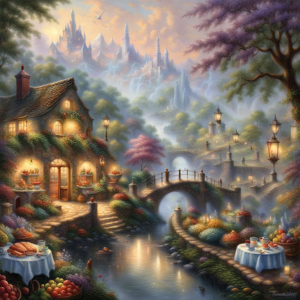 Ethereal Fantasy Food World in Hyperdetailed Style
