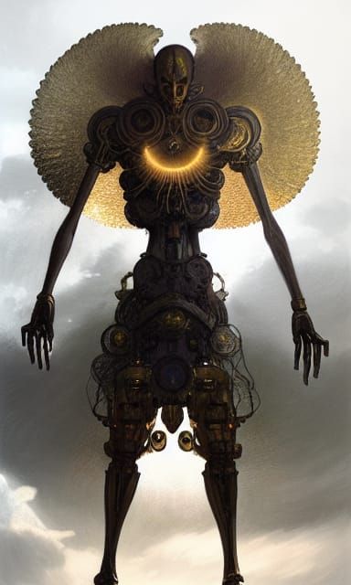 Mechanical Angel in Gothic Digital Painting Style