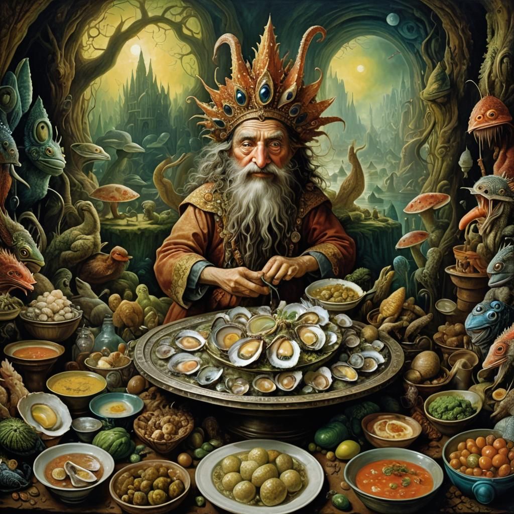 Surreal Oyster Soup Kitchen in Australian Tonalism