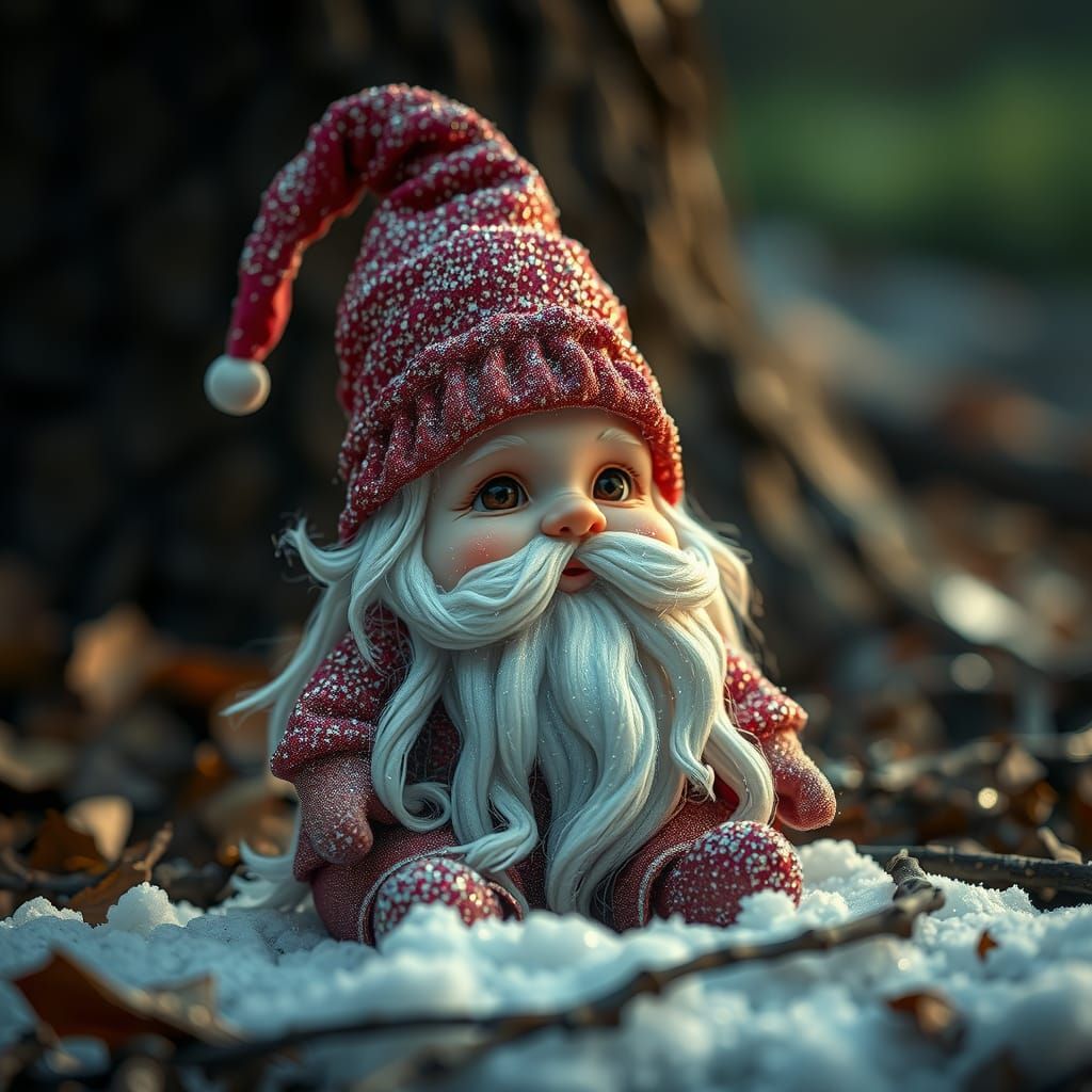 Glittery Baby Gnome in Hyperrealistic Style