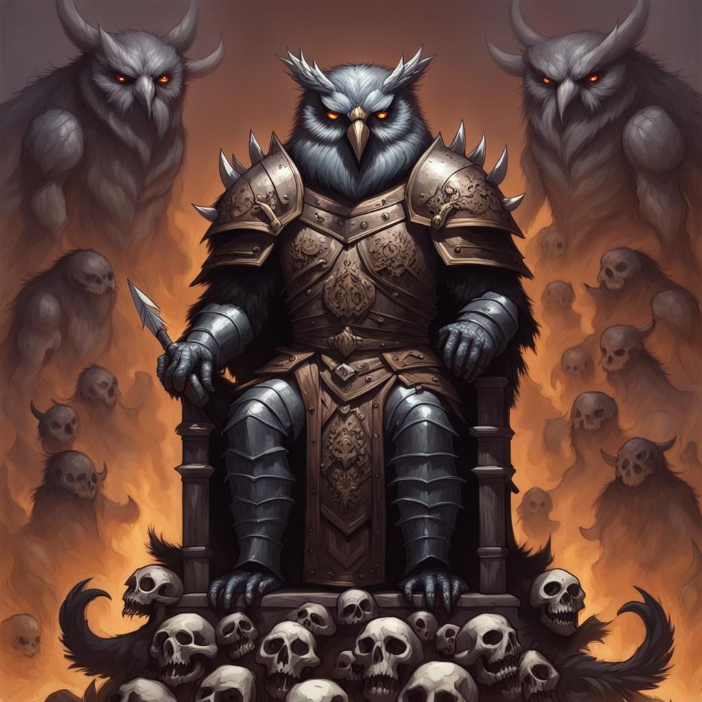 Owlbear Knight on Skull Throne