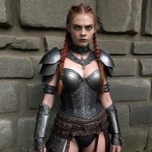 Fierce Red-Haired Warrior in Dark Fantasy Armor