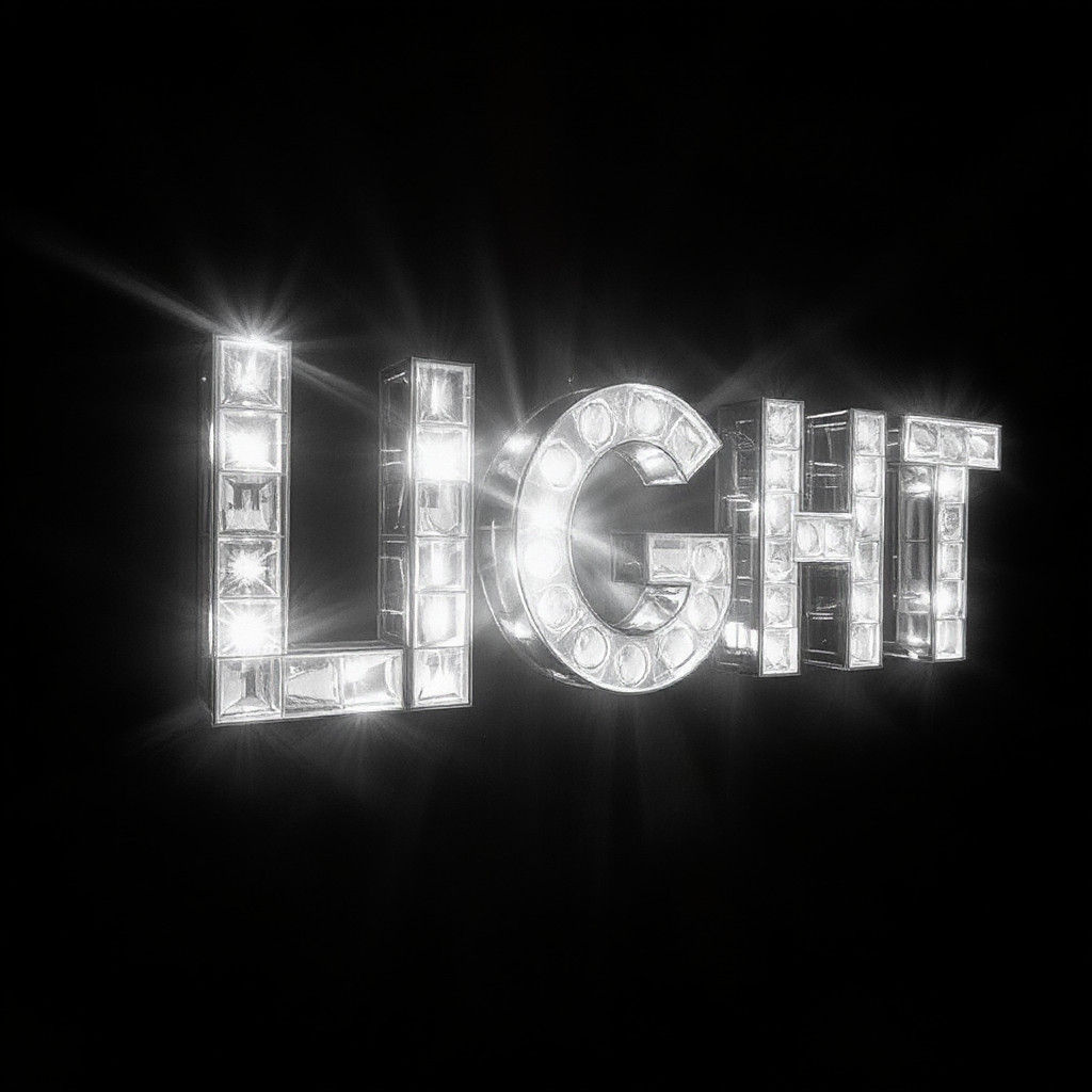 Word 'LIGHT' Constructed From Tiny Words