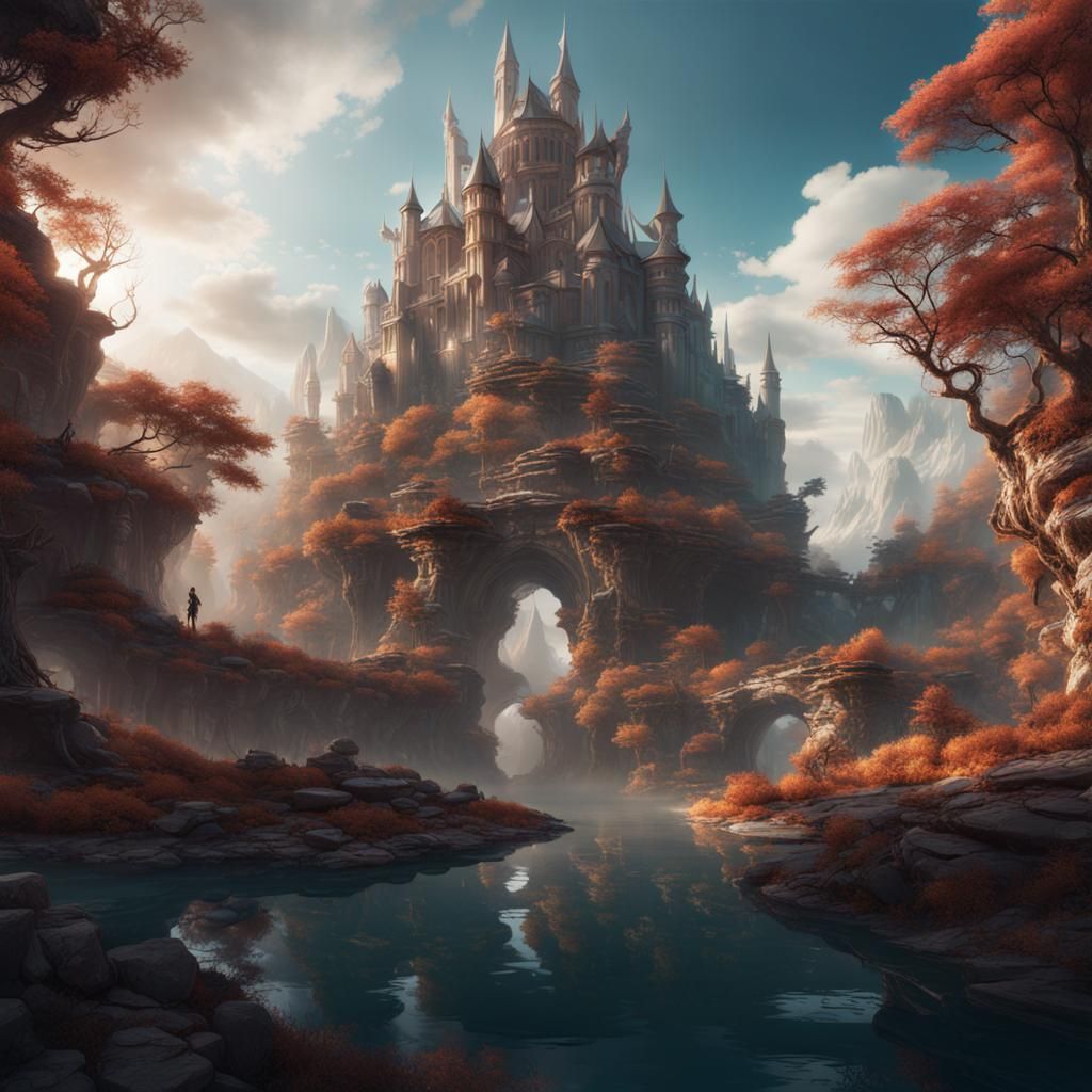 Fantastical Double Exposure Matte Painting in Deep Color