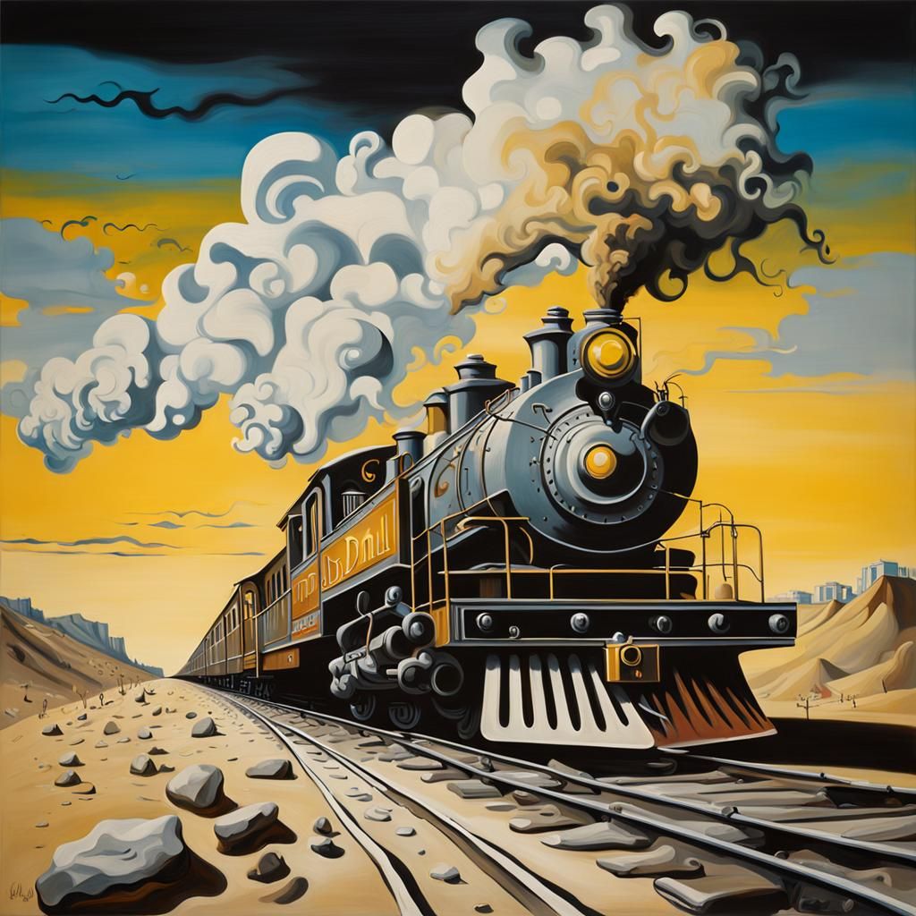 Surreal Graffiti Train in Salvador Dali Style