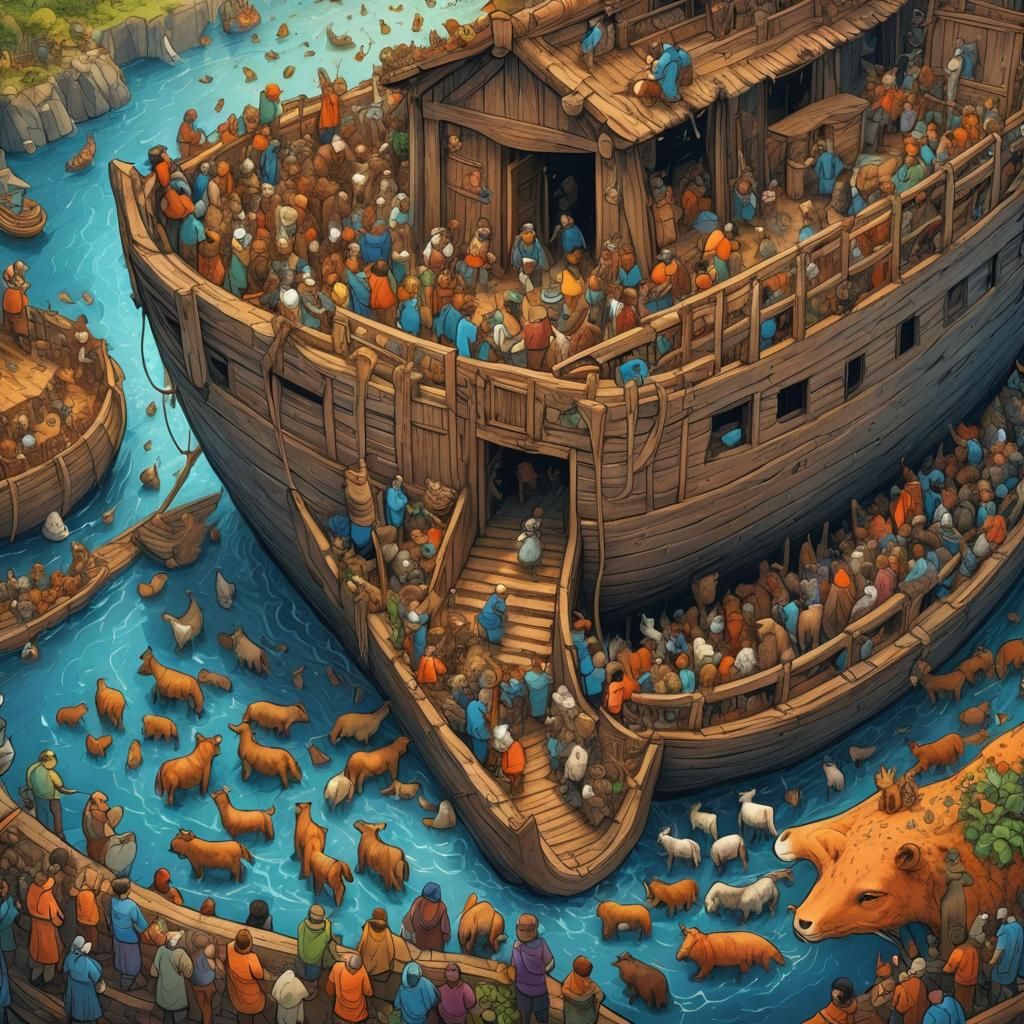 Noah's Ark: Doodle Style Fantasy Concept Art