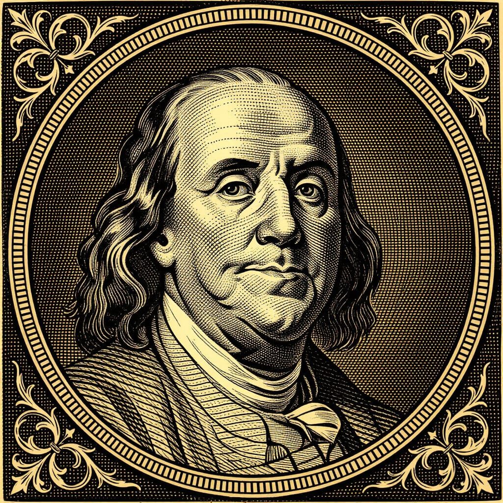 Intaglio Print of Ben Franklin