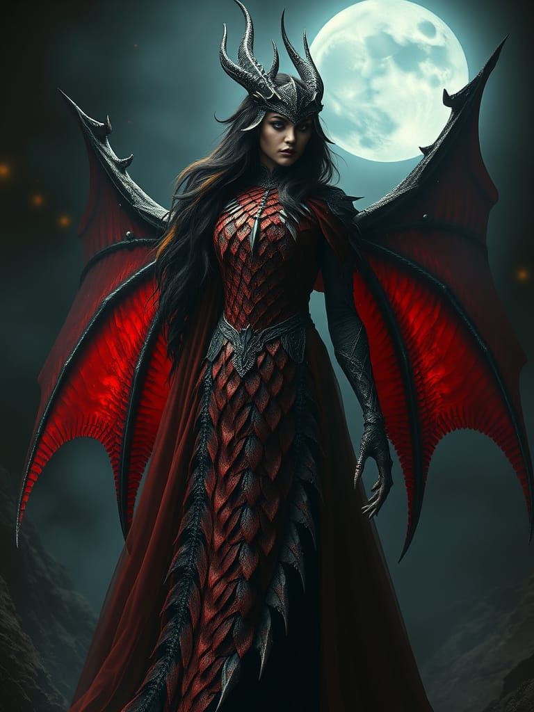 Regal Dragon Figure Emerges from Dark, Mystical Realm