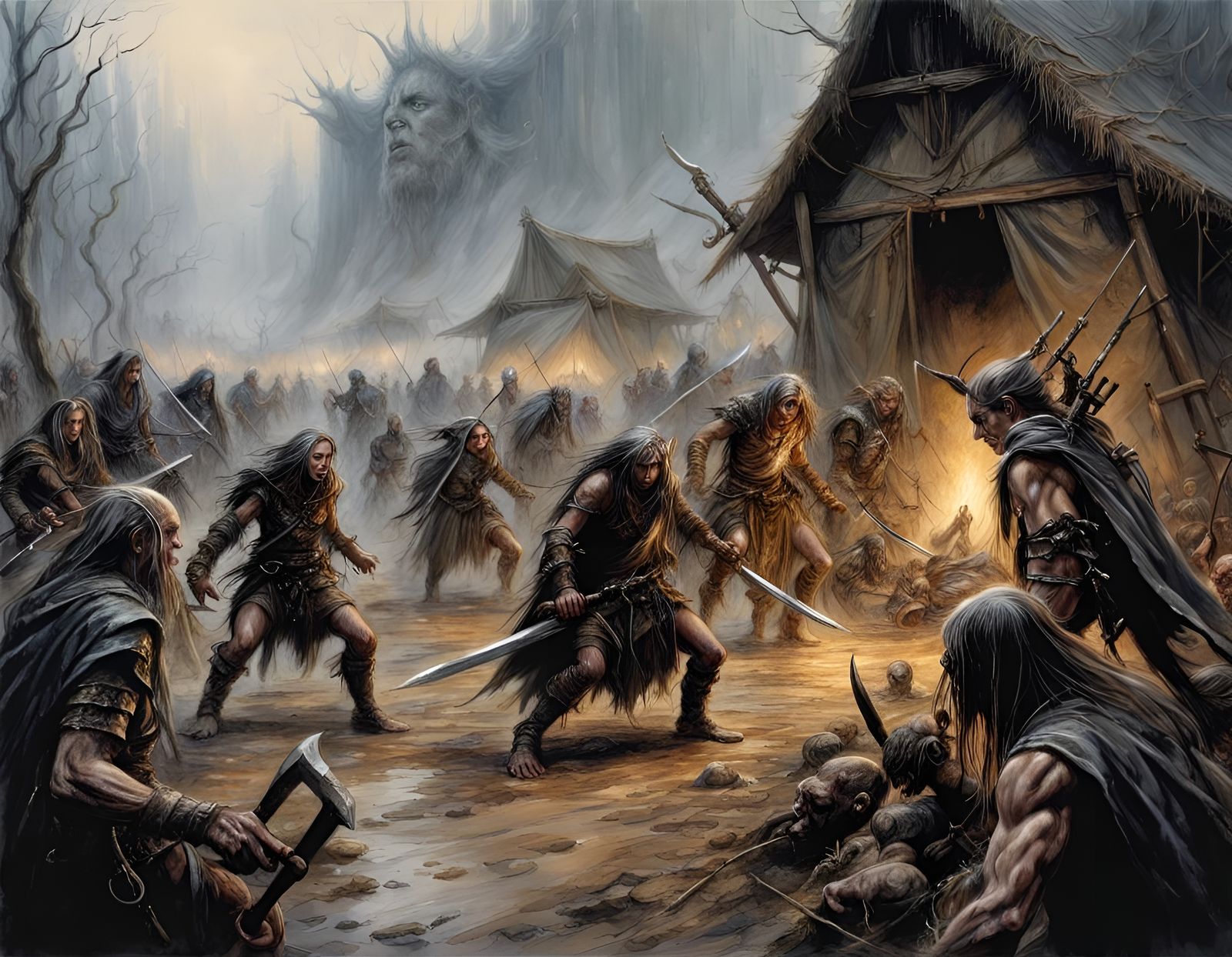 Adventurers Defend Camp from Goblin Horde