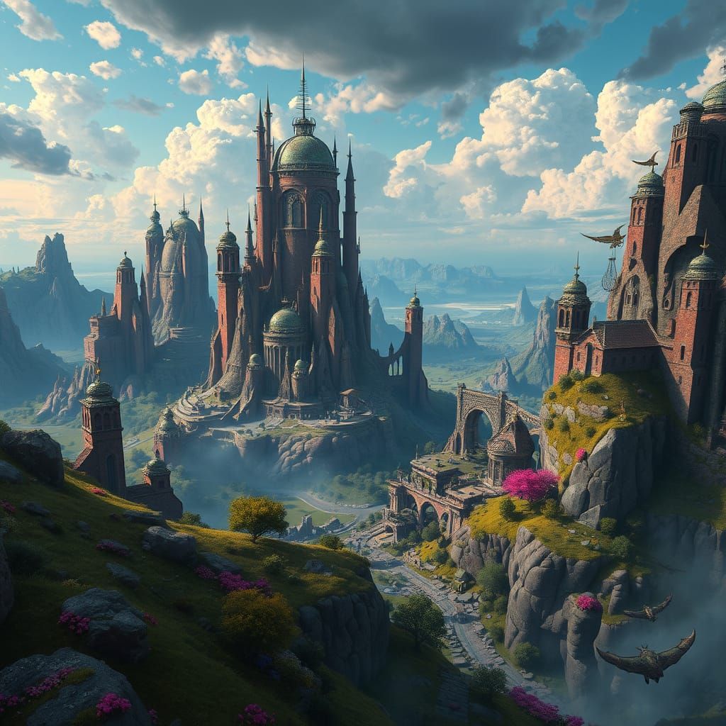 Surreal, Otherworldly Landscape in Vibrant Colors, Blending ...