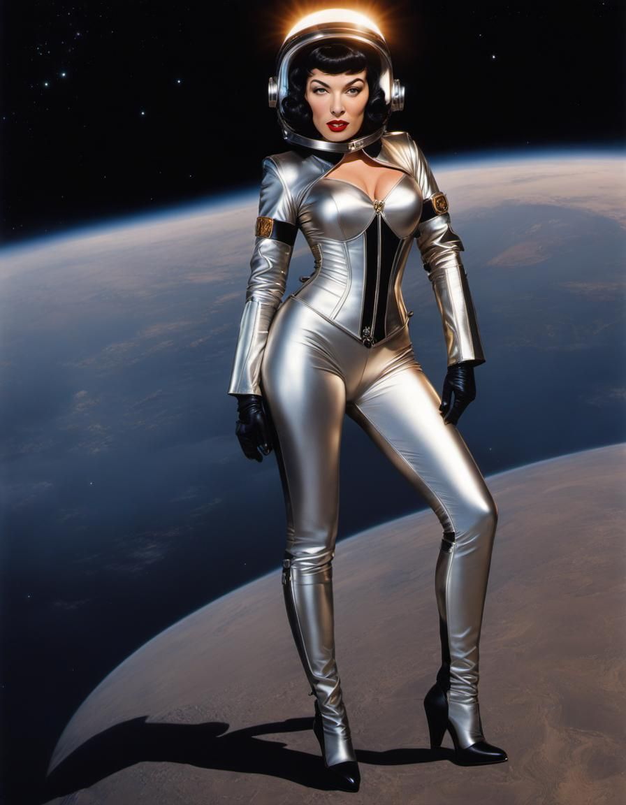 Retro Sci-Fi Pin-Up Girl in Space