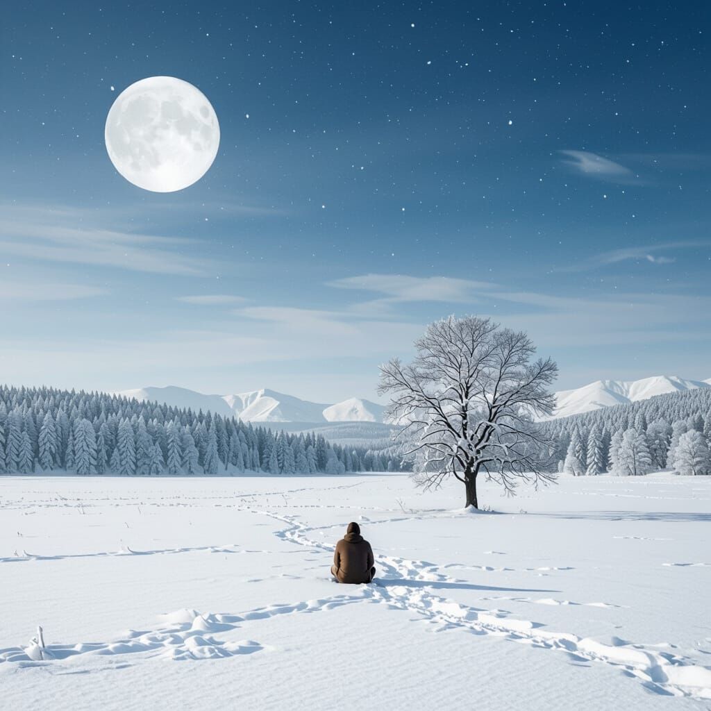 Lonely Nature Scene with Solitary Tree