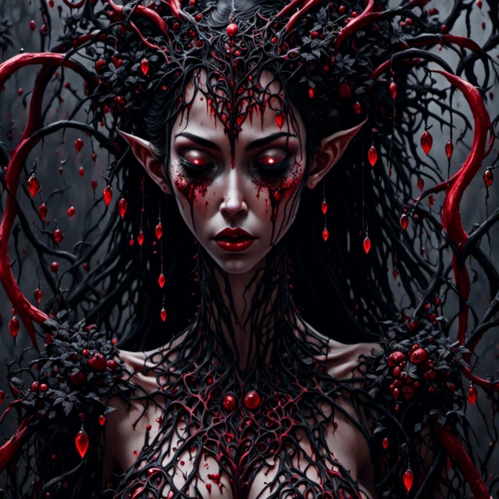 Banshee Weeping Crimson Tears in Detailed Matte Painting