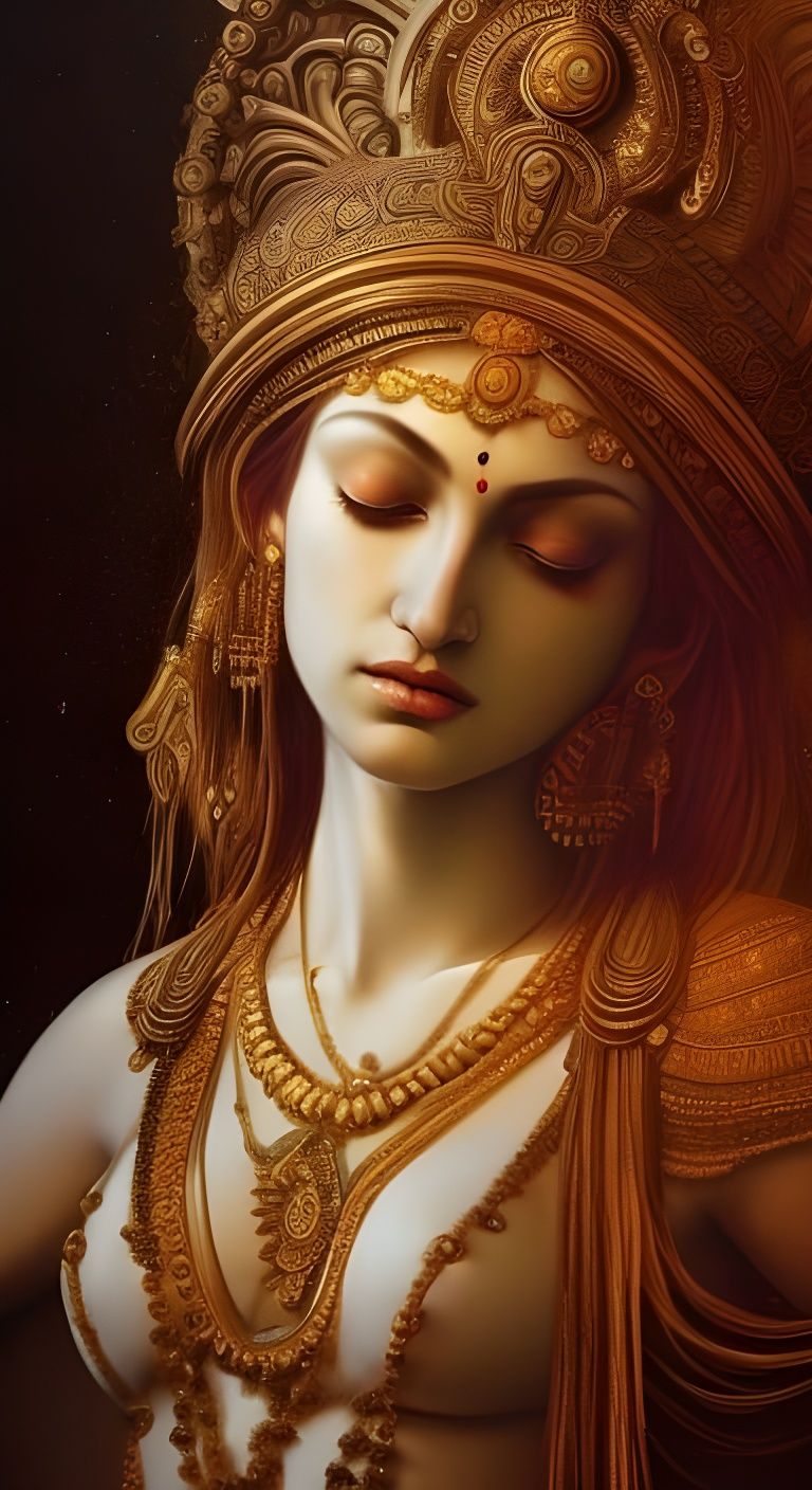 Goddess Parvati Portrait in Hyperrealistic Oil Painting Styl...