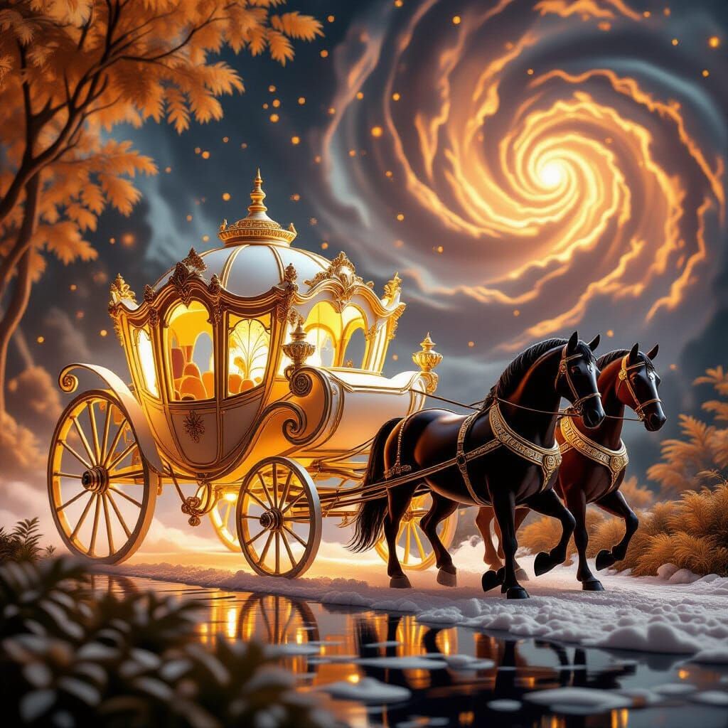 White-Gold Marshmallow Carriage Pulled By Chocolate Horse