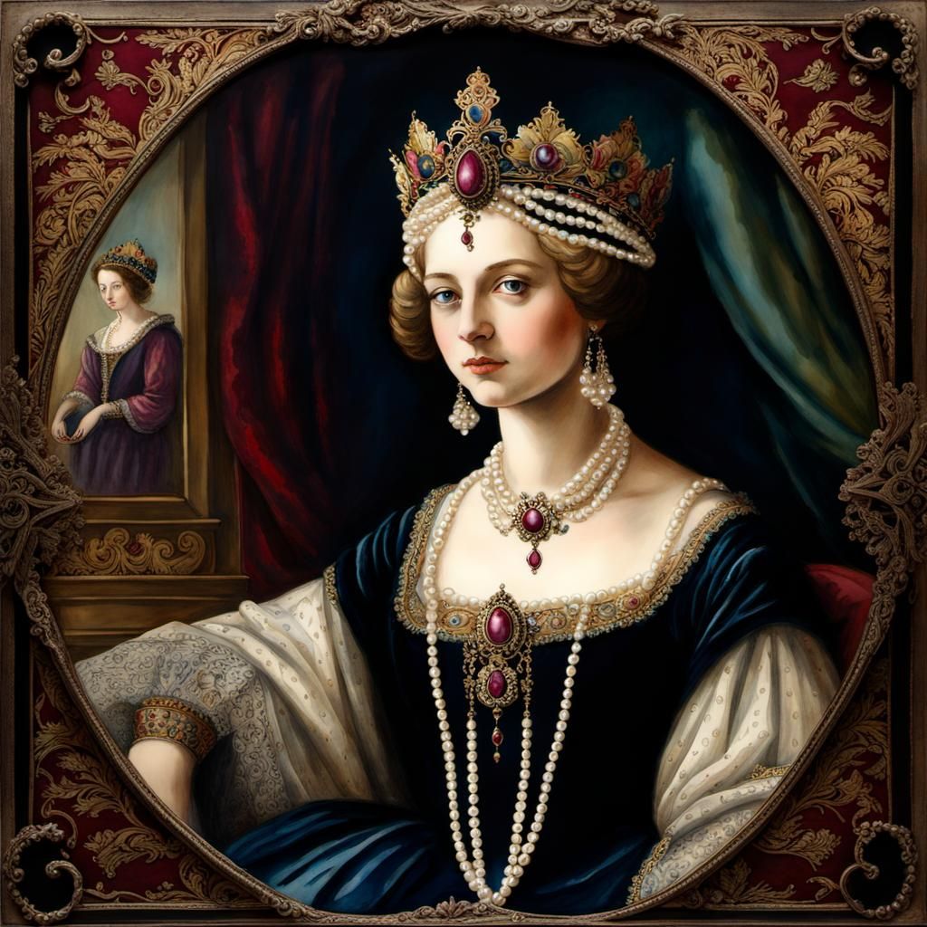 Queen Barbara of Poland in Watercolor, Circa 1500s