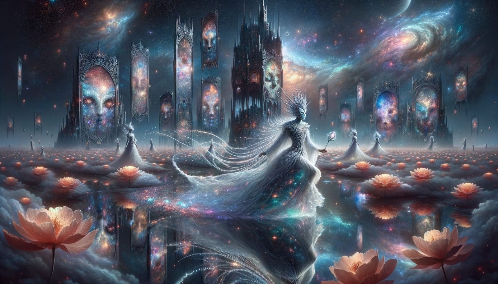 Celestial Masquerade in Obsidian Sky Palace