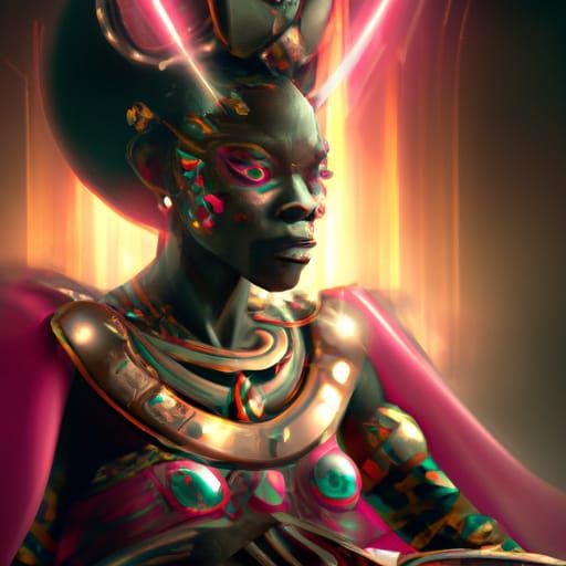 Zulu Queen with Golden Isicholo in Pink Light