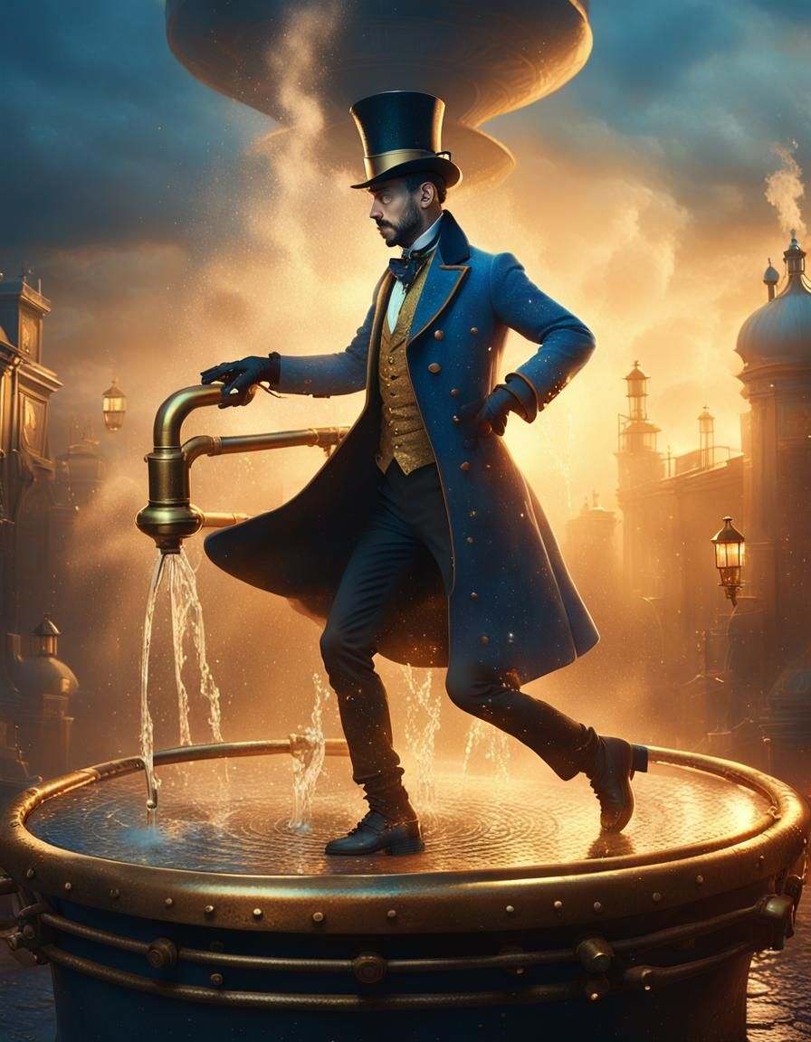 Man Tap Dancing on Metal Tap in Surreal Art