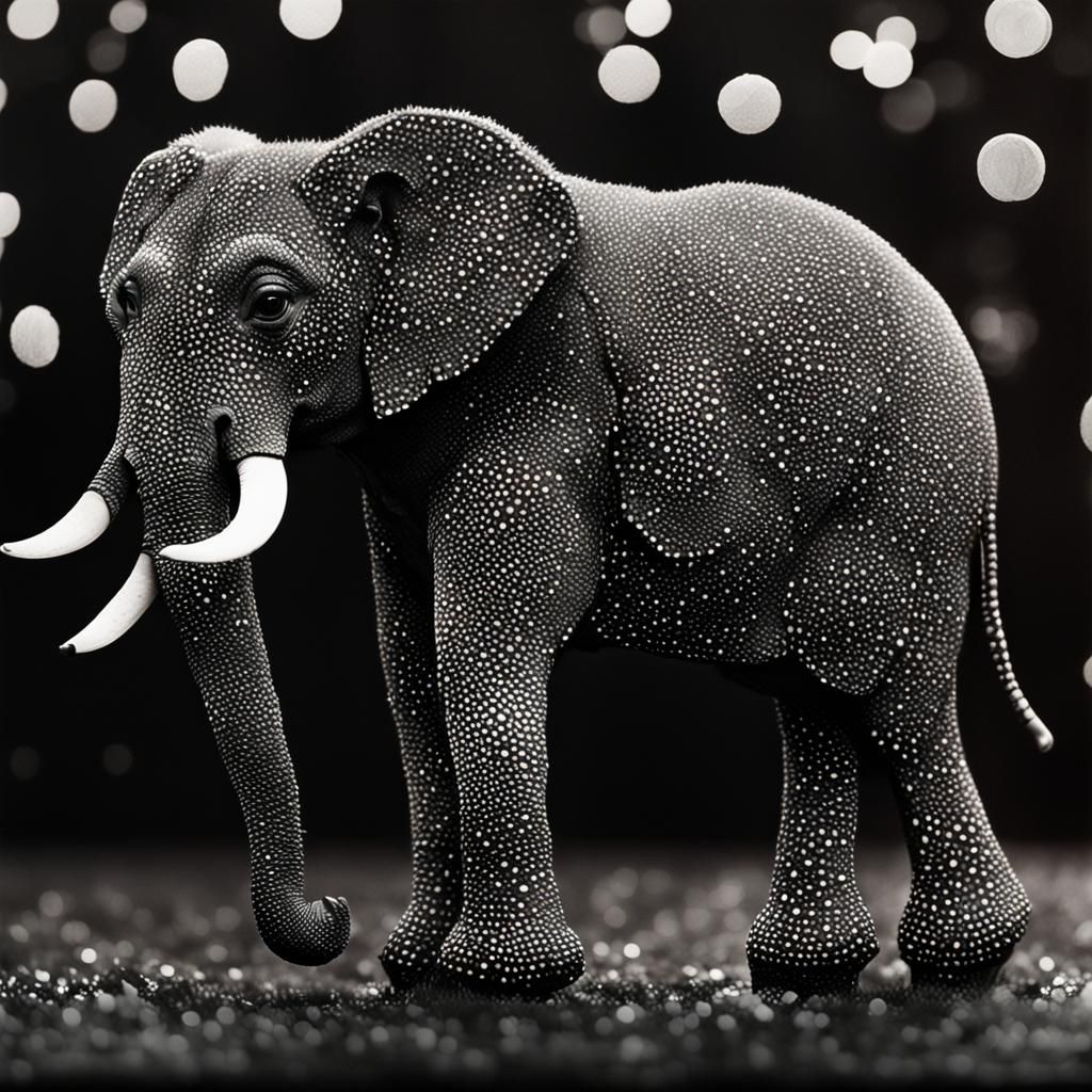 Elephant Dot Painting with Bokeh Effect