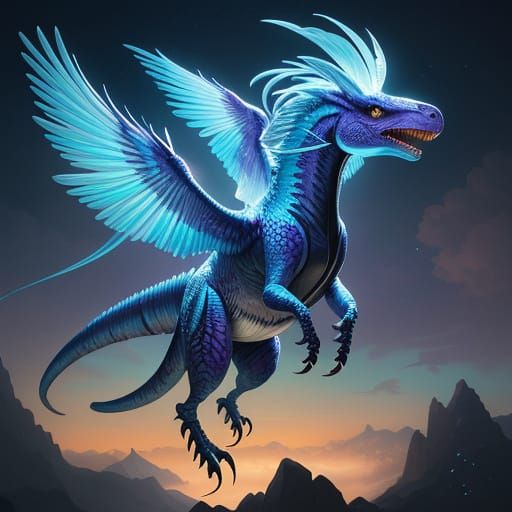 Majestic Zephyrosaur with Glowing Zephyr Orchid Crest in Hyp...