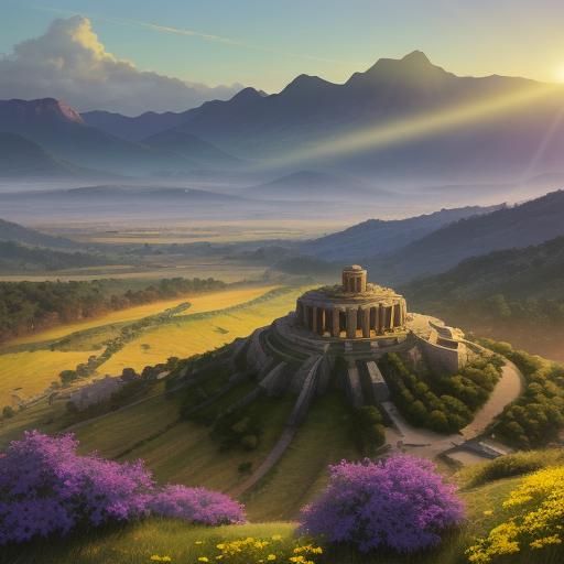 Heroic Figure Overlooking Landscape in Digital Art