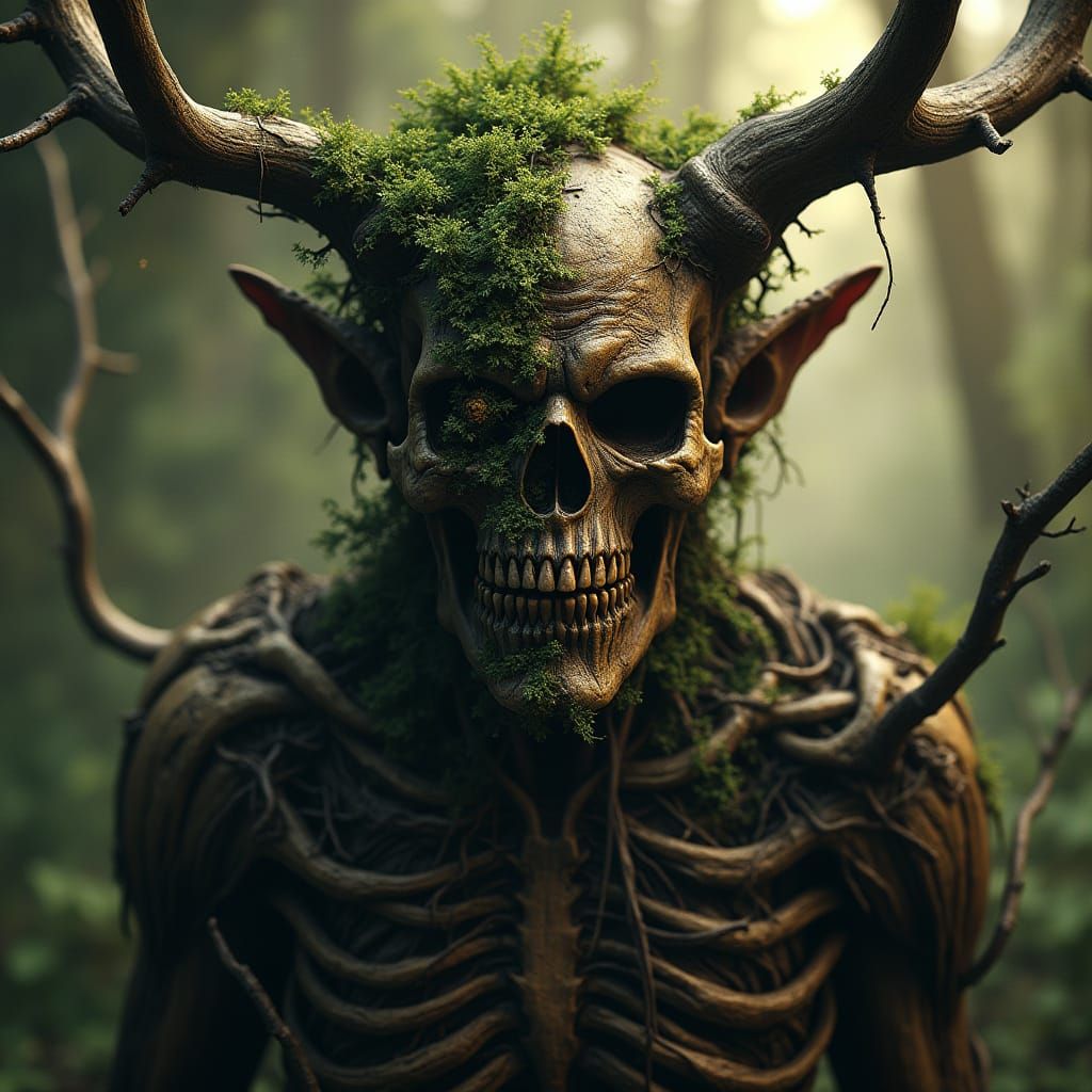 Gothic Forest God: Twisted Oak and Skull Hybrid
