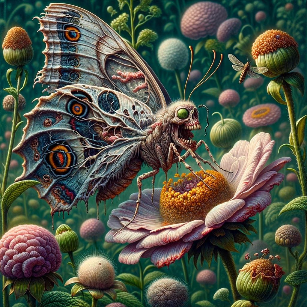 Zombie Butterfly in Decaying Meadow