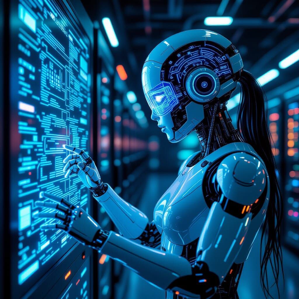 Cyberpunk AI Agent with Holographic Interface