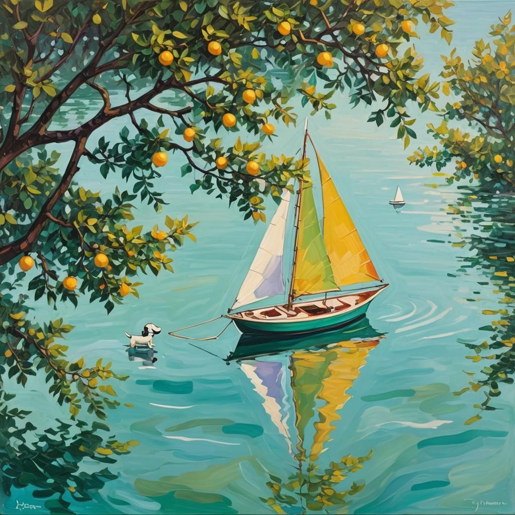 Snoopy Sailing: Abstract Expressionist Seascape