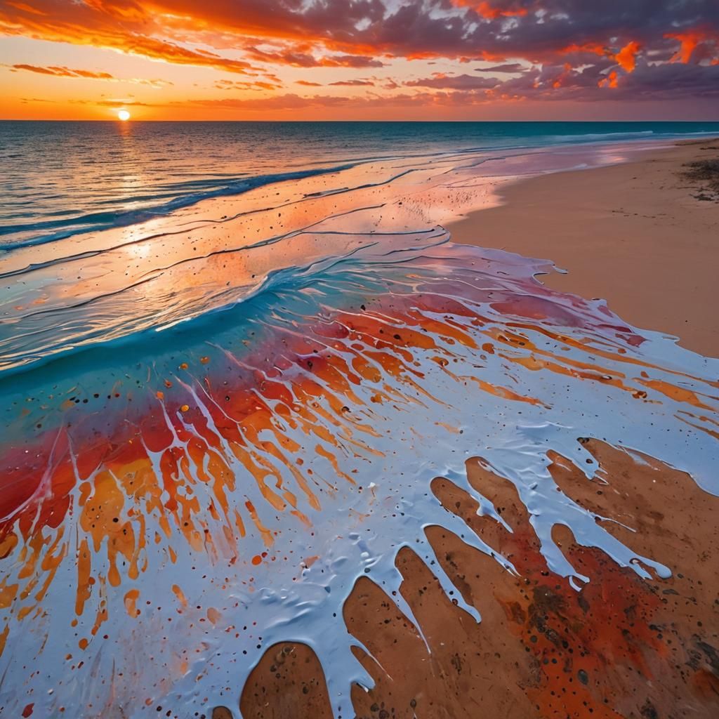 Abstract Expressionist Sunset on Australia's Ningaloo Coast