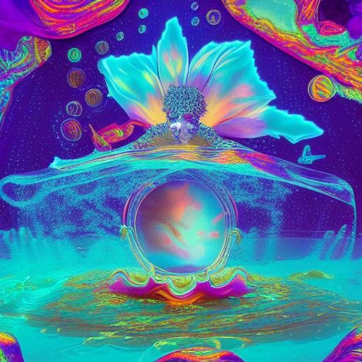 Cosmic Aqua Kingdom: Holographic Astral Illustration