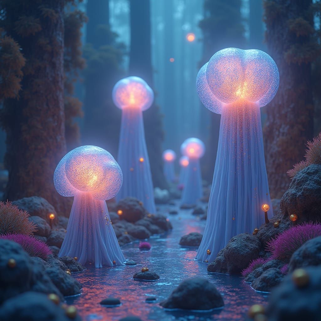 Ethereal Beings in a Dreamlike Realm: A Matte Painting