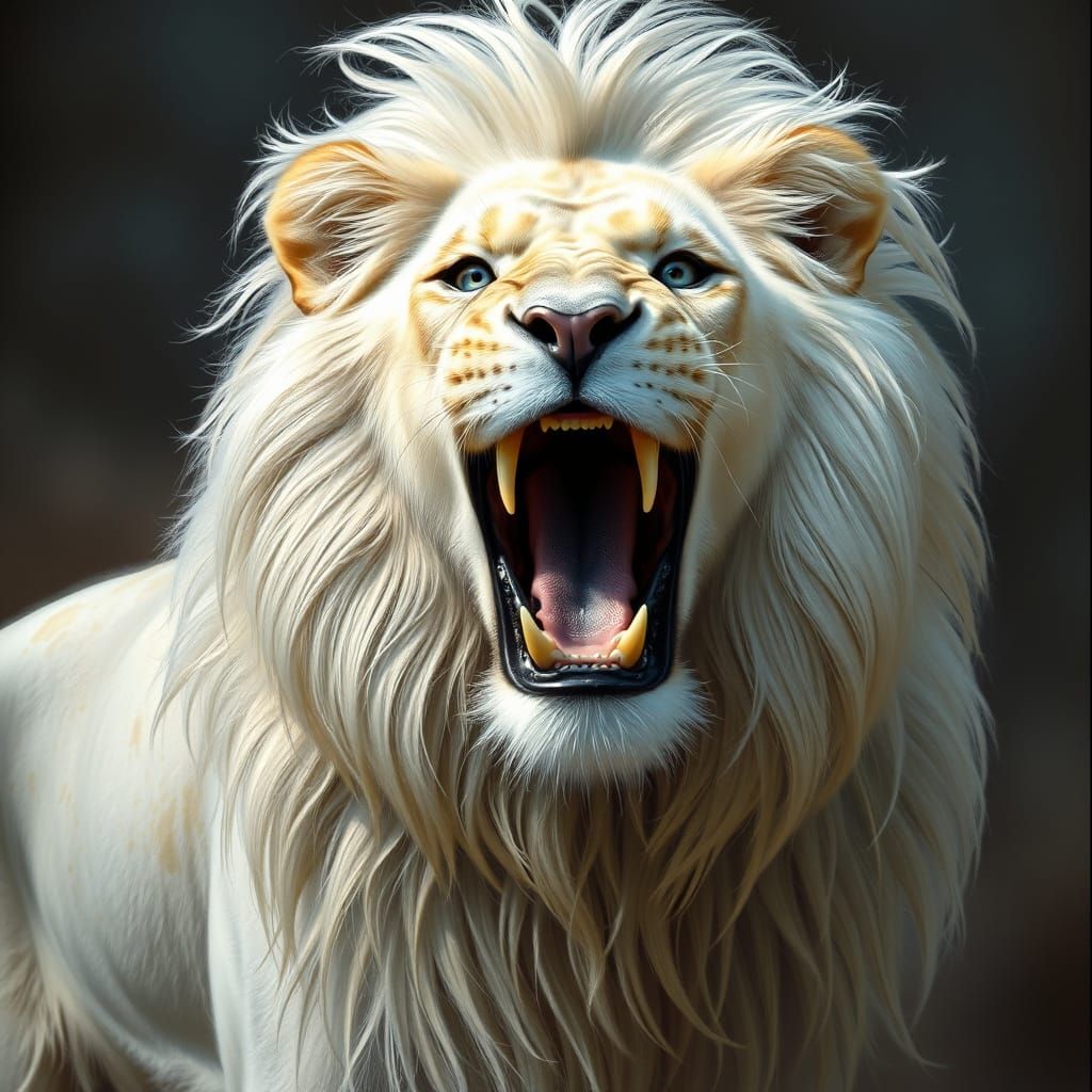 Regal Lion Unleashes Majestic Roar in Vibrant Wildlife Art