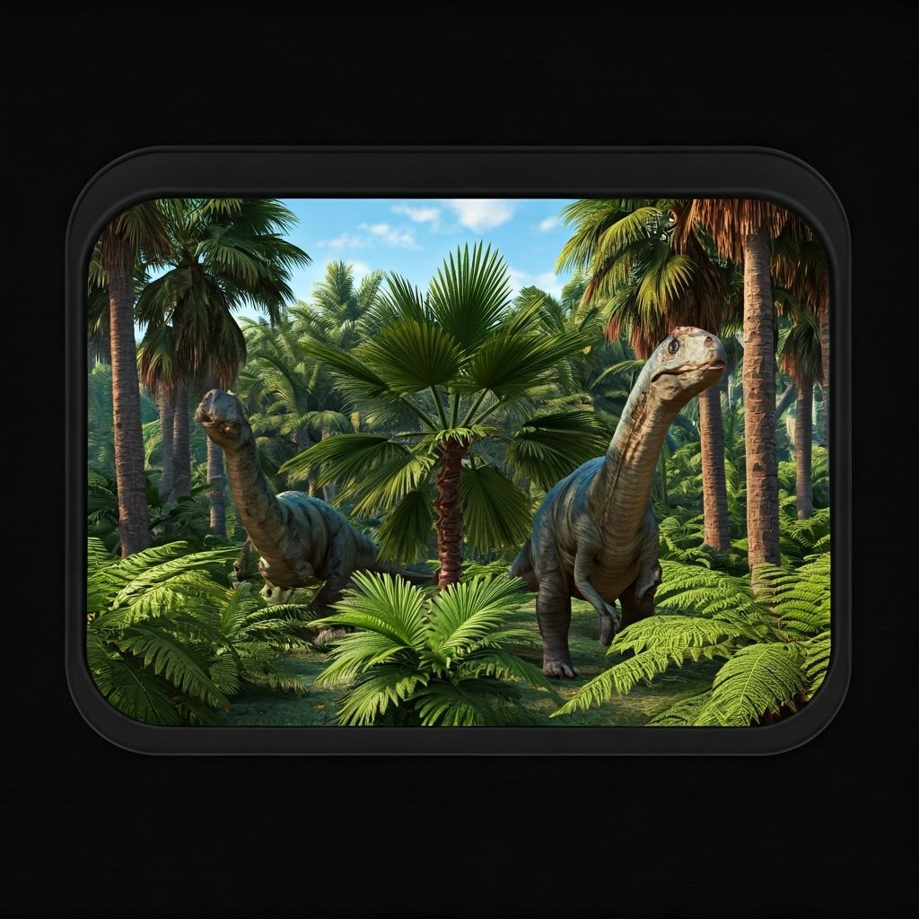 Dinosaurs in Polarized Palm Forest Diorama