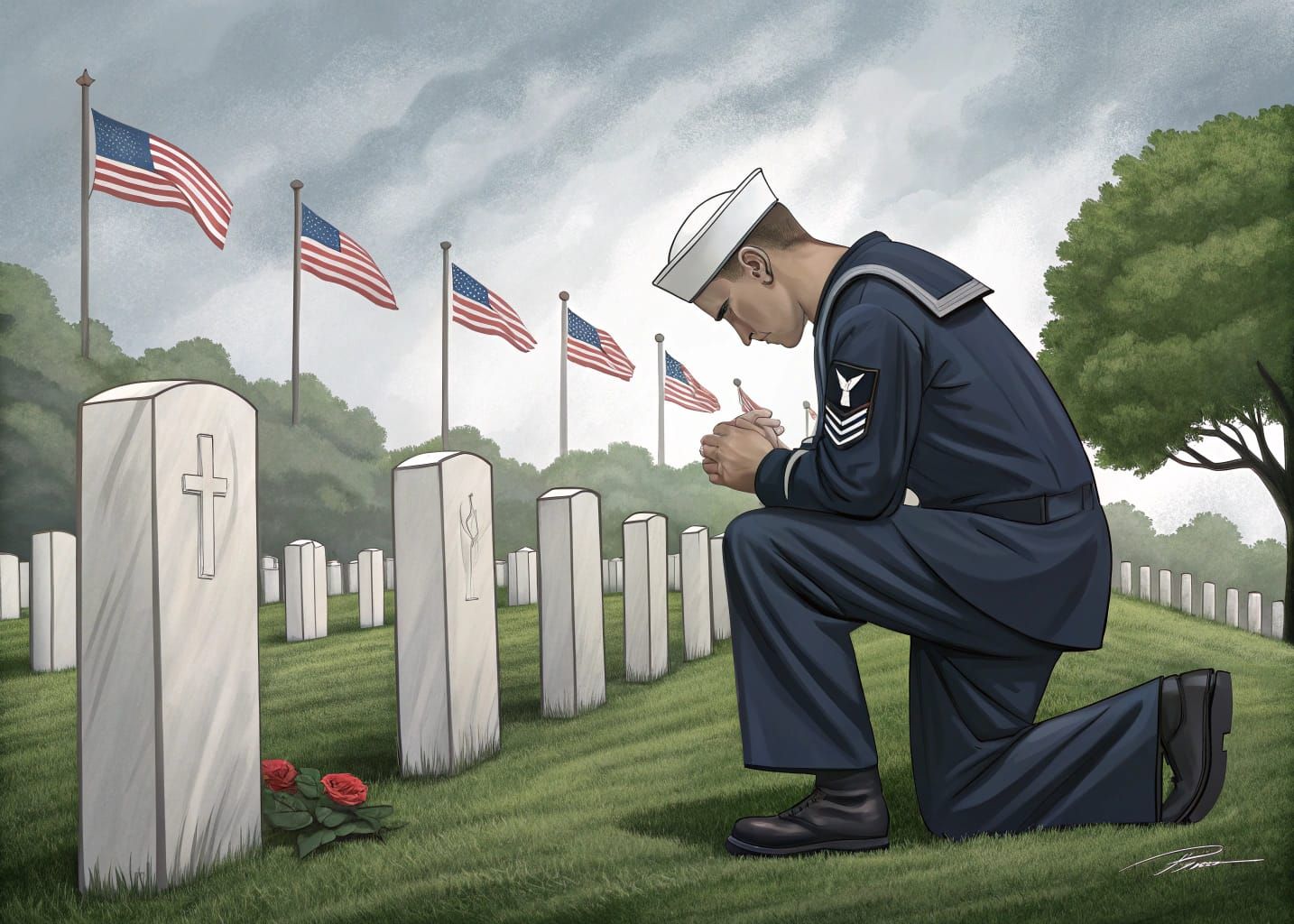 Navy Seaman Honors Fallen at Arlington Cemetery