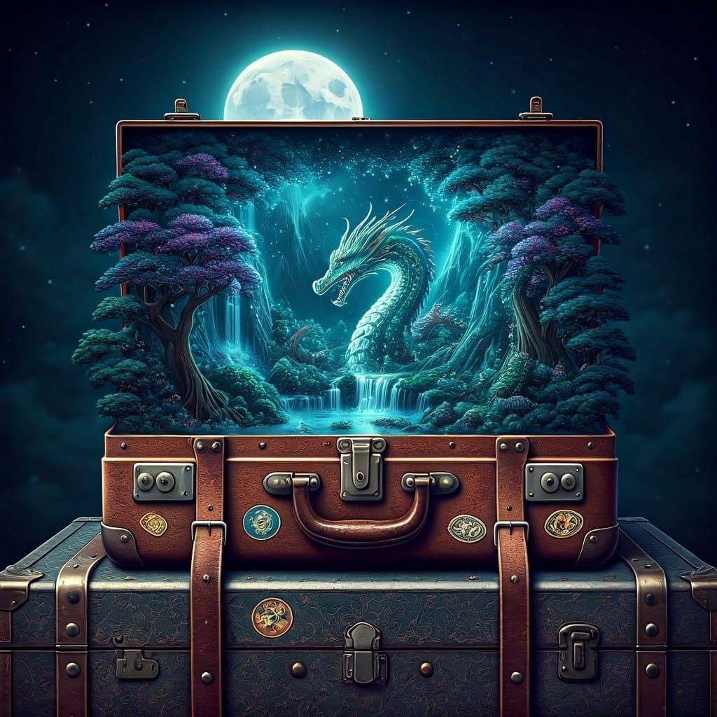 Vintage Suitcase Reveals Dragon Fantasy World