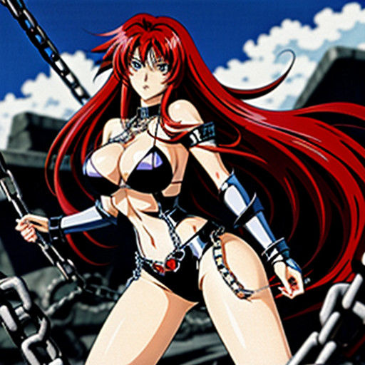 Rias Gremory in 90s Anime Style Bondage
