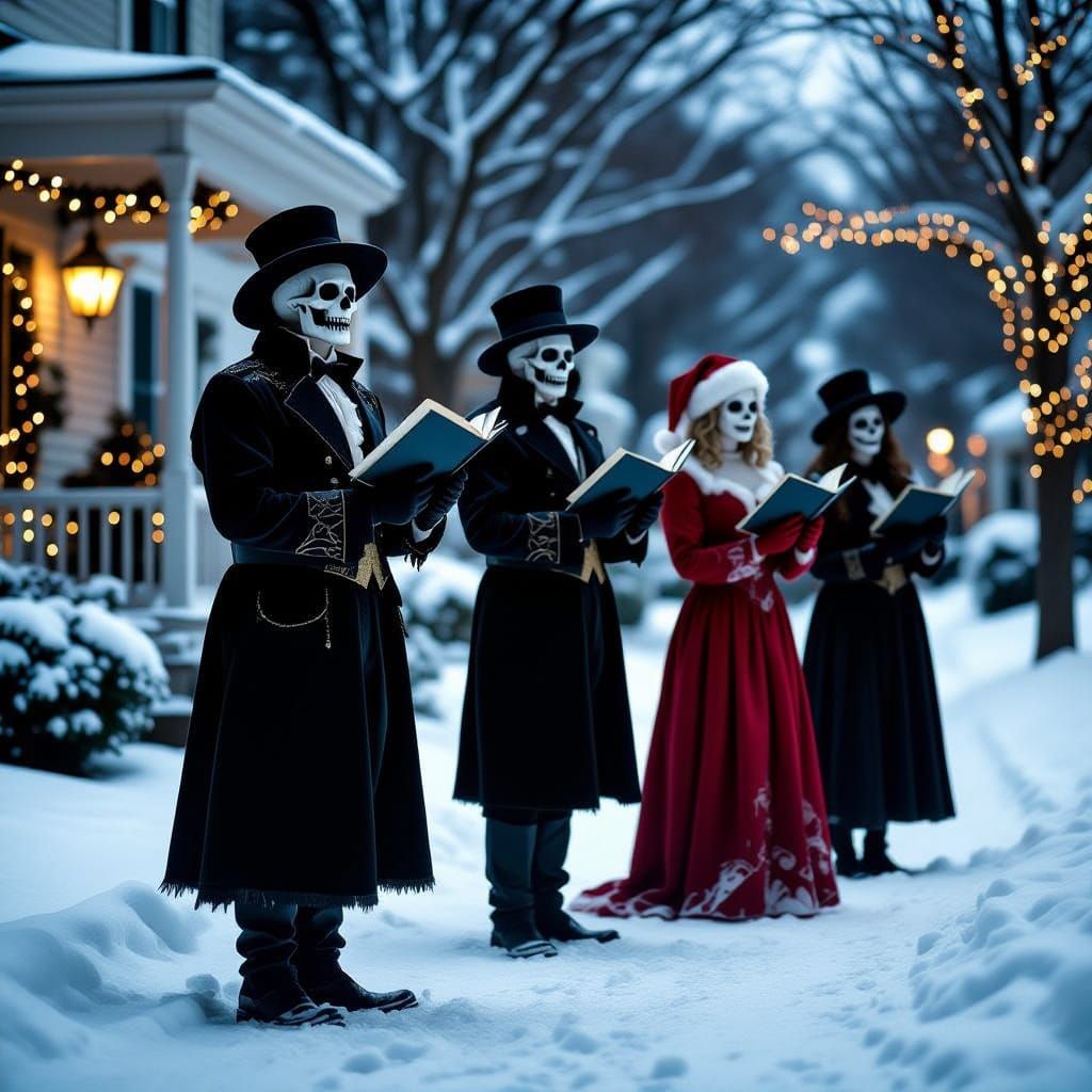 Undead Carolers in Cinematic Film Style