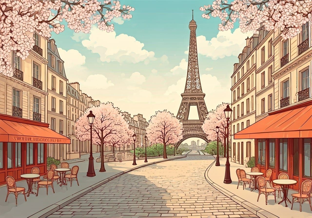 Art Nouveau Paris Spring Travel Poster