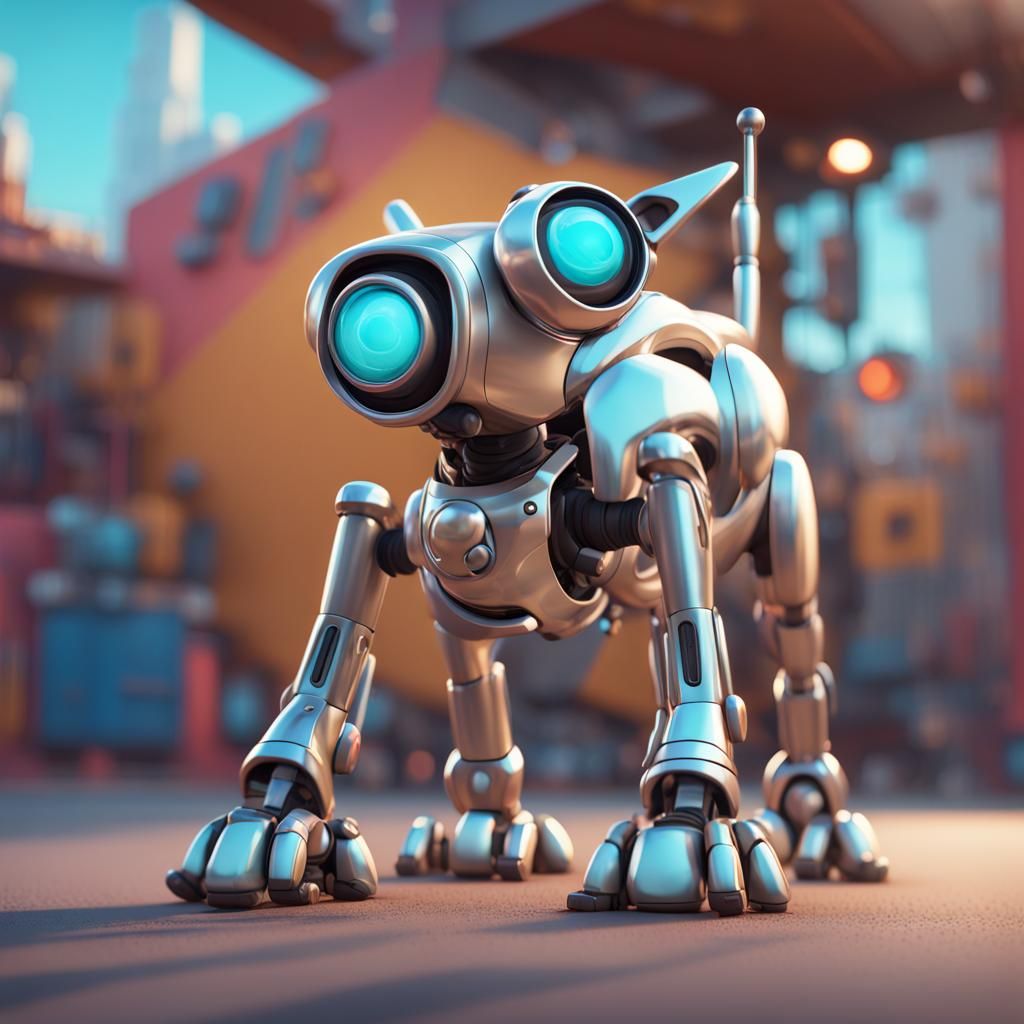 Funny Robo Dog in Pixar Style 3D Animation