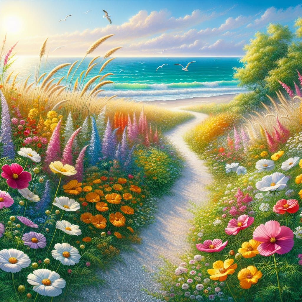 Wildflowers on Path to Beach