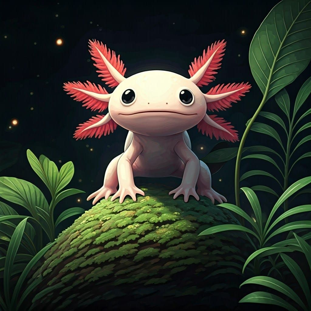 Axolotl in Vibrant Anime Style