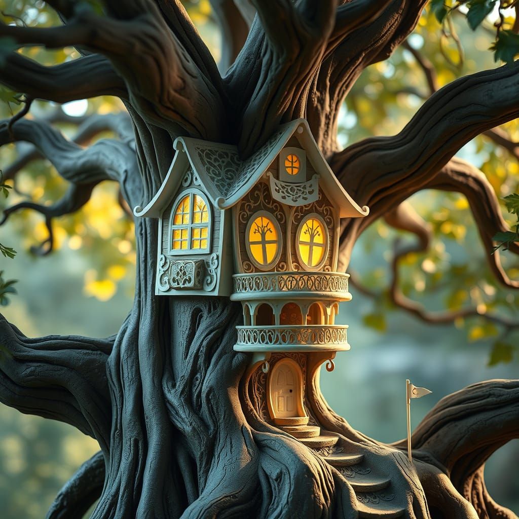 Whimsical Treehouse in Majestic Tree