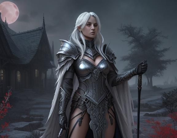 Drow Commander in Eerie Surreal Forest Scene