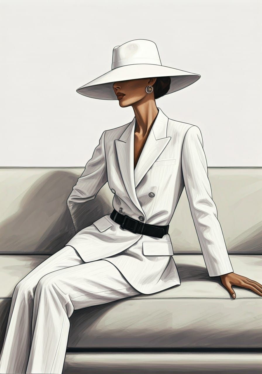 Sophisticated Woman in Pastel Charcoal Illustration