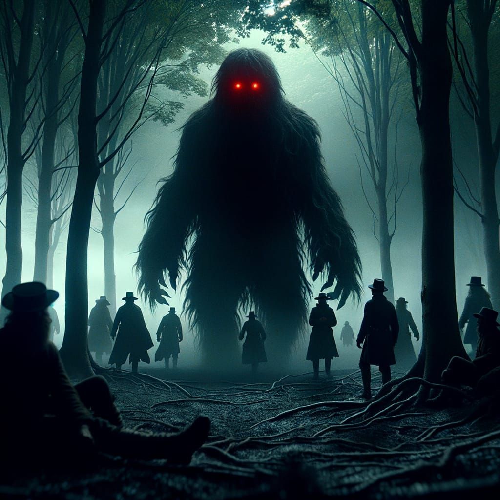 Eerie Creature Emerges from Forest in Cinematic Film Still