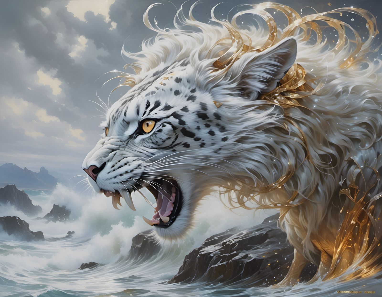 Luminous Opalescent Splash Art of a Woman