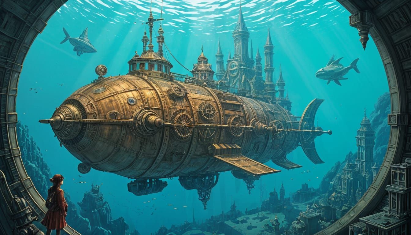 Steampunk Explorer Discovers Underwater City